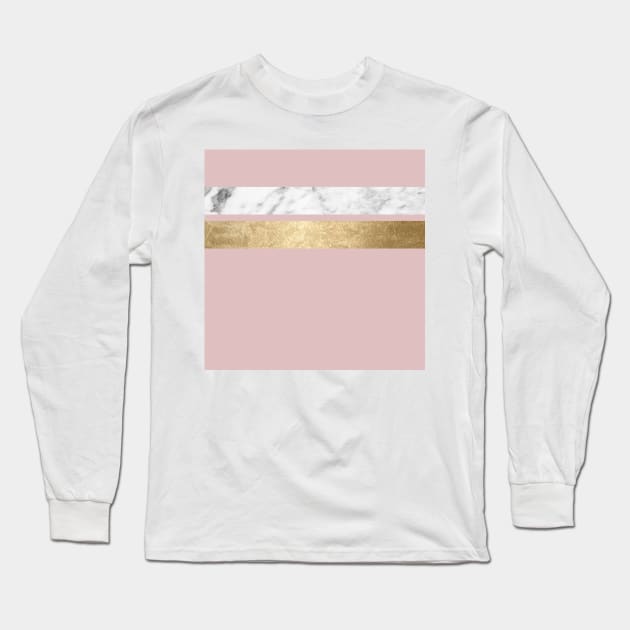 Dusky rose golden marble Long Sleeve T-Shirt by marbleco